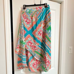 Maeve anthropologie floral silk midi skirt